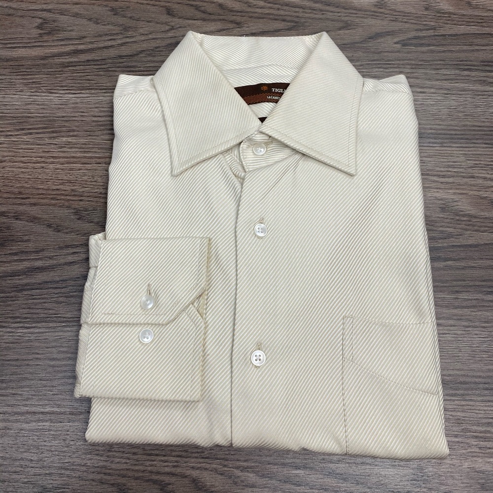 Tiglio Tan Twill Dress Shirt 16 34/35